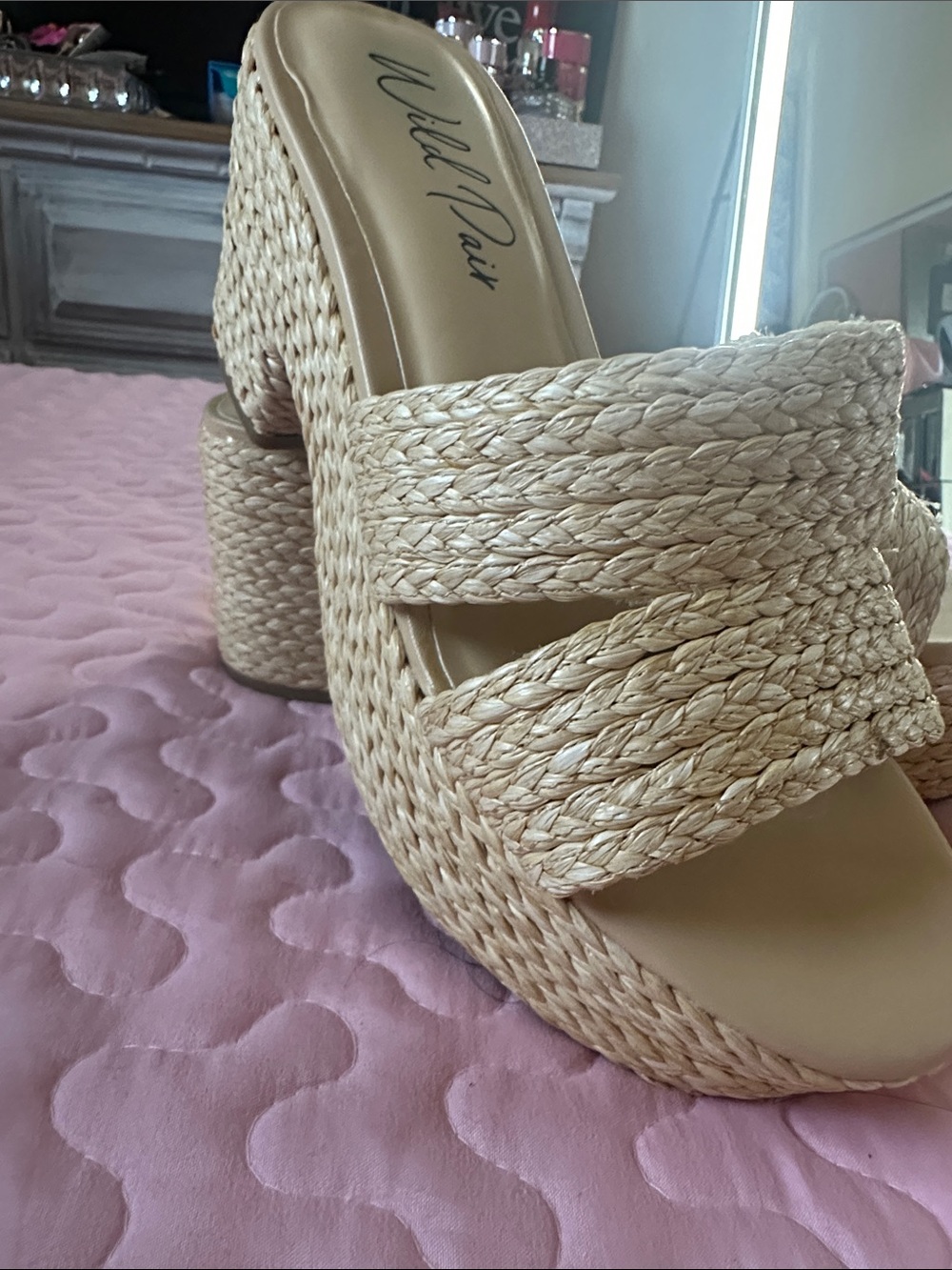 Wild Pair Braided Straw Platform Slide Sandals in Natural - Picture 4 of 4